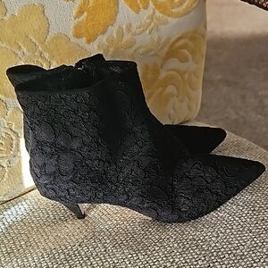 Kaye spade Elegant Black Lace Ankle Booties 7